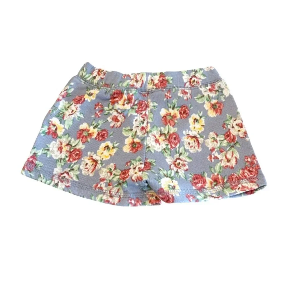 Ralph Lauren Girl's French Terry Floral Shorts Blue Pink Size 6X NWT